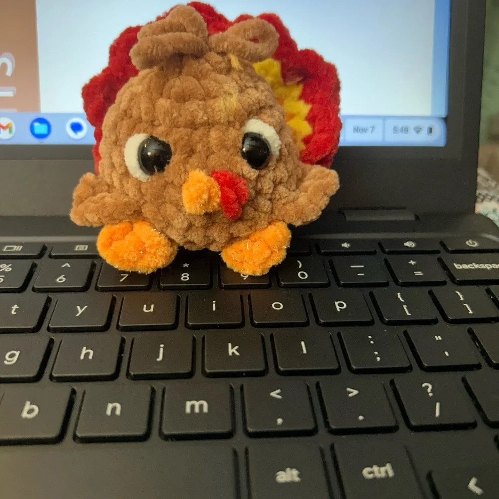 Plush Turkey Bird Toy - Brown, Red, Orange